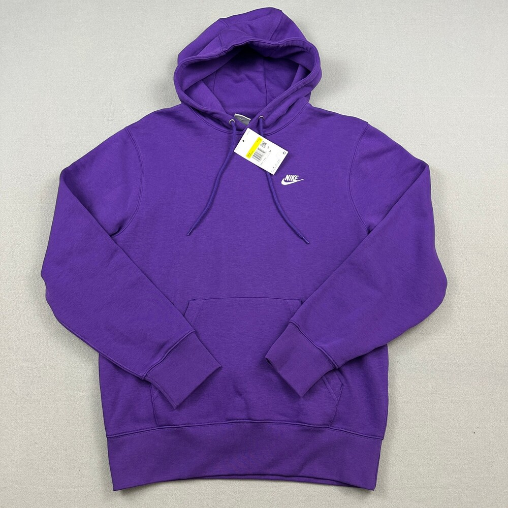 Nike Hoodie Men Small Purple Solid Club Fleece Pullover Essential Sweatshirt S